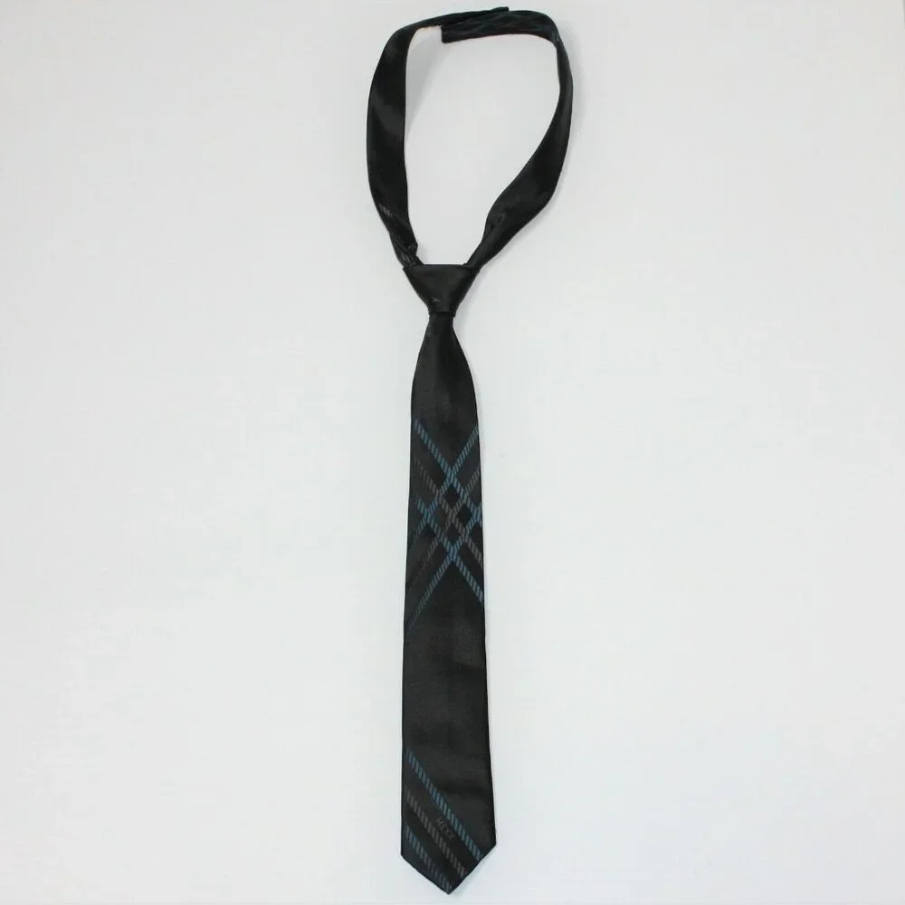 Mexx Boy's Black with Navy Accents Dress Tie Formal size 3 4 5 6 7 8 9 10 11 12